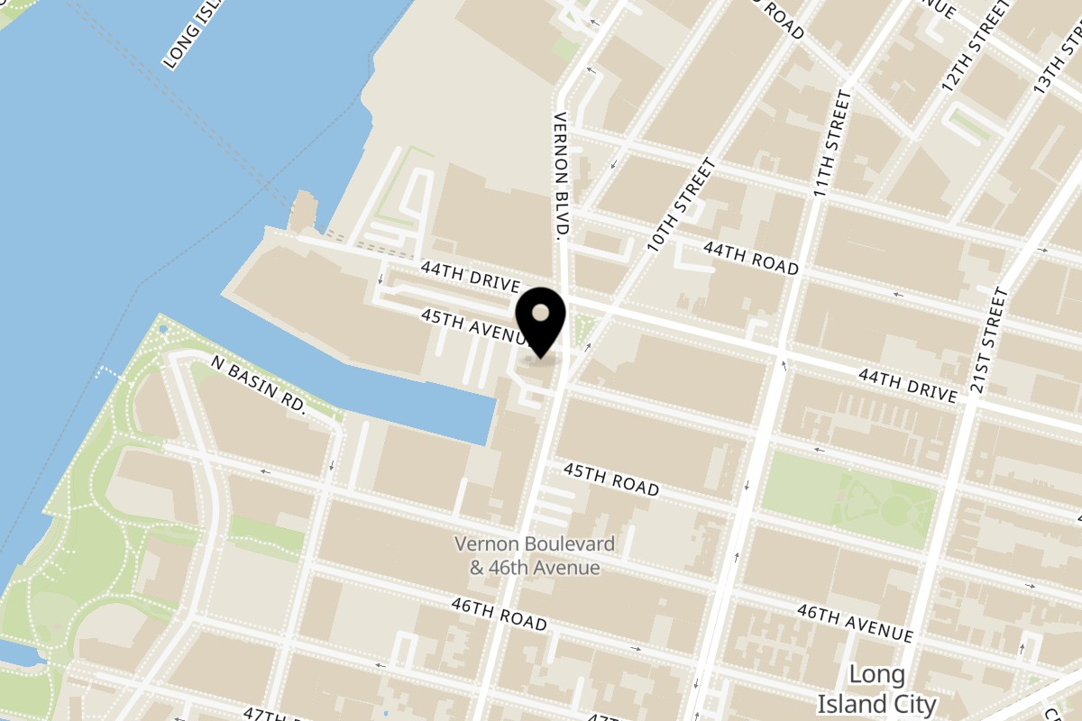 Map showing the location of Sushi-O Long Island City on 45-06 Vernon Blvd in Long Island City